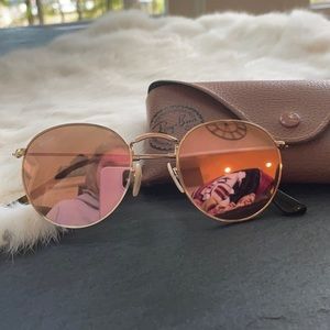 Ray-Ban Round Flash Lenses (Rose Gold with Gold frame)